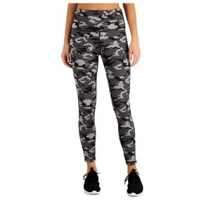 K-DEER Grey Camo High-Waisted Full Length Leggings size Medium